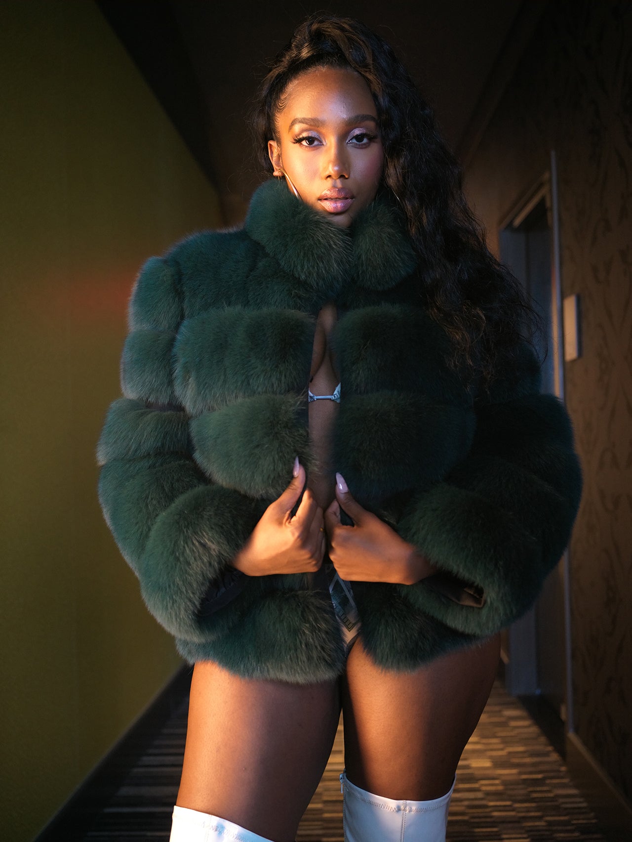 GREEN GODDESS PUFFER - Goddess Furs